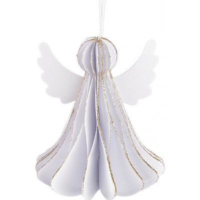 Papírový skládací anděl k zavěšení 7 cm Varianta: 1 bílá zlatá, Balení: 1 ks – Hledejceny.cz