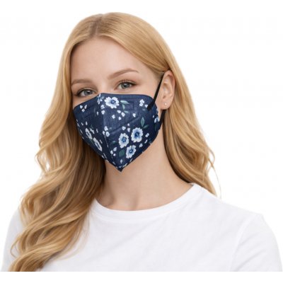 Balerina Zdravotnický nanorespirátor FFP2 Blue Flowers – Zboží Mobilmania