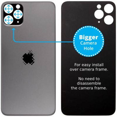Apple iPhone 11 Pro Max - Sklo Zadního Housingu se Zvětšeným Otvorem na Kameru Space Gray, Space Gray – Zbozi.Blesk.cz
