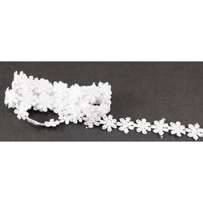 Vzdušná krajka kytička - bílá - šířka 1,3 cm – Zboží Mobilmania