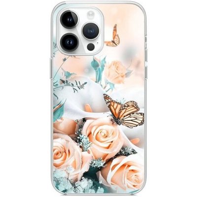 Pouzdro TopQ iPhone 14 Pro Růže s motýlem