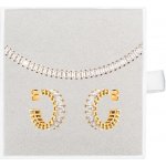 Franco Bene Bílý Crystal set pozlacené náušnice a náhrdelník 1005 – Zboží Dáma