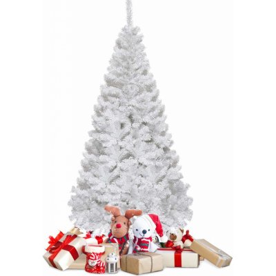 COSTWAY 150cm umělý vánoční stromek s 350 špičkami PVC jehličím a kovovým stojanem ideální pro domácnost kancelář a obchody bílý – Zboží Mobilmania