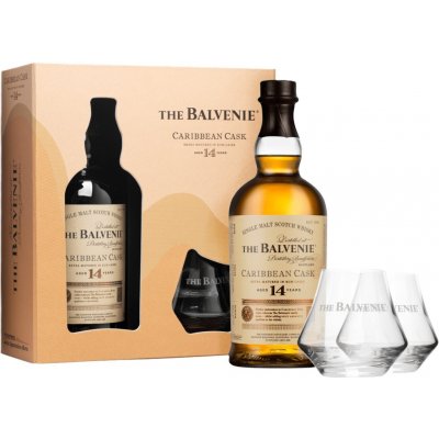Balvenie Malt Caribbean Cask 14y 43% 0,7 l (dárkové balení 2 sklenice) – Hledejceny.cz