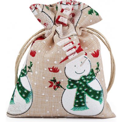 Prima-obchod Vánoční dárkový pytlík 10x13 cm barva 2 režná přírodní sněhulák – Hledejceny.cz