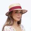 Klobouk Krumlovanka letní dámský klobouk pletený z copánkové slámy Fa-39065 bordó stuha