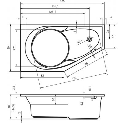 Riho YUKON 160 x 90 cm BA3400500000000 – Zboží Mobilmania