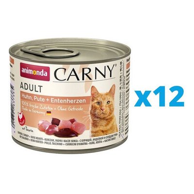 Carny Adult kuře krůta kachní srdce 12 x 200 g