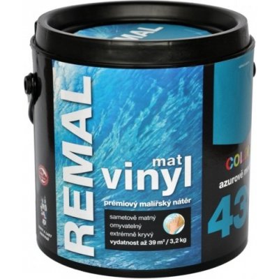 Barvy A Laky Hostivař Remal Vinyl Color mat, prémiová malířská barva, omyvatelná, 430 azurově modrá, 3,2 kg – Zboží Mobilmania