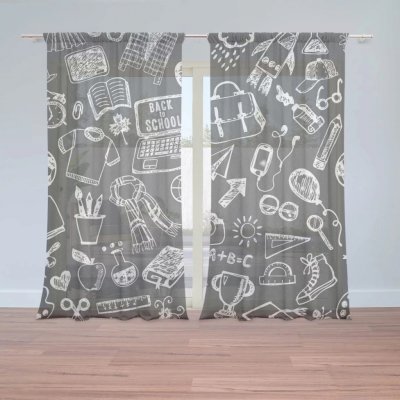Záclony Černobílá škola: 2 ks - 150x250 cm - Sablio – Hledejceny.cz