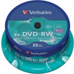 Verbatim DVD-RW 4,7GB 4x, SERL, spindle, 25ks (43639) – Zboží Mobilmania