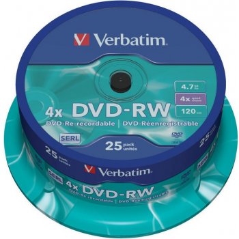 Verbatim DVD-RW 4,7GB 4x, SERL, spindle, 25ks (43639)