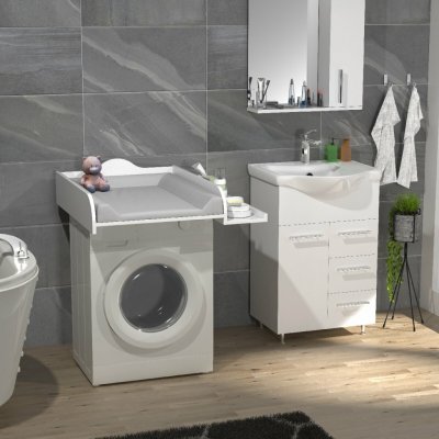 VCM Přebalovací pult „Malira L“ pro pračku a sušičku, bílý – Zboží Dáma