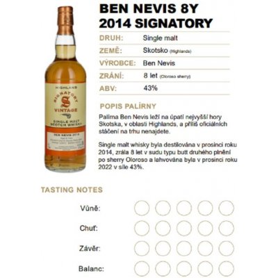 Signatory Vintage Ben Nevis 2014 43% 0,04 l (holá láhev) – Hledejceny.cz