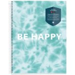 Tie Dye Spirálový blok Antiviral A5 120 listů 90 g linkovaný modrý BE HAPPY – Zboží Dáma