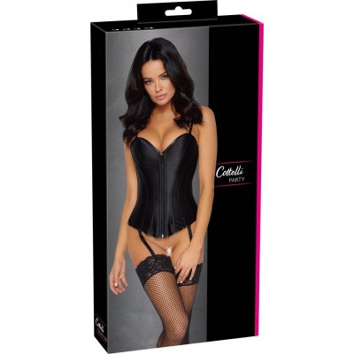 Cottelli Matt Satin Corset 2611465 Black – Zboží Dáma
