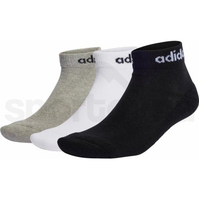 adidas Cushioned Linear Ankle 3P U IC1304 medium grey heather/white/black – Zboží Mobilmania