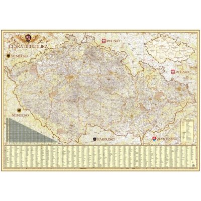 Česká republika Exclusive - nástěnná mapa 140 x 100 cm, lamino + 2 lišty – Zboží Mobilmania