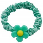 Saténová gumička s kytičkou Barva: tmavě růžová – Hledejceny.cz