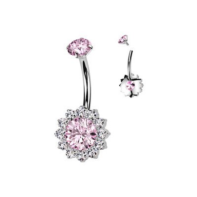 Šperky4U piercing do pupíku titan růžová TIT1351-P – Zboží Dáma
