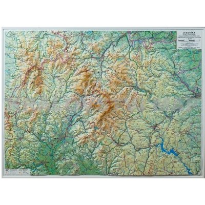 Jeseníky - nástěnná plastická mapa Varianta: bez rámu, Provedení: plastická mapa – Zboží Dáma