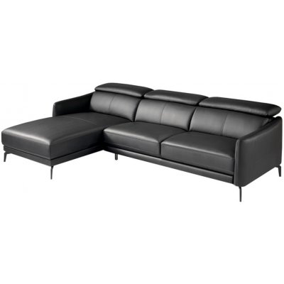 Angel Cerdá Černá kožená rohová pohovka No. 6040, 283 cm, levá – Hledejceny.cz