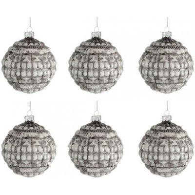 Sada 6ks zeleno - béžová skleněná ozdoba - Ø 8 cm - J-Line by Jolipa – Hledejceny.cz