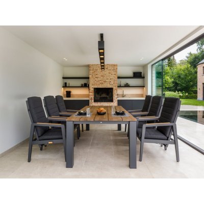 Mixx teak Cortez stolová súprava 1+6 antracitová – Hledejceny.cz