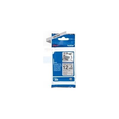 BROTHER TZE-R931 - kazeta TZ šířky 12mm, TEXTILNÍ páska 4m- pro tvorbu dárků - NELEPÍCÍ - STŘÍBRNÁ PÁSKA, ČERNÝ POTISK – Zboží Živě