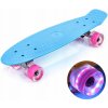Skateboard Meteor FISZKA S LED kolečky modrý