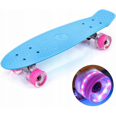 Skateboard Meteor FISZKA S LED kolečky modrý – Zboží Mobilmania