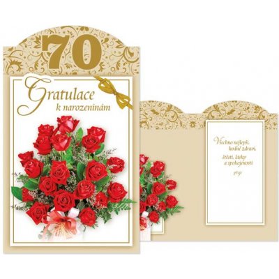 Blahopřání 70 - červené růže T – Zboží Mobilmania