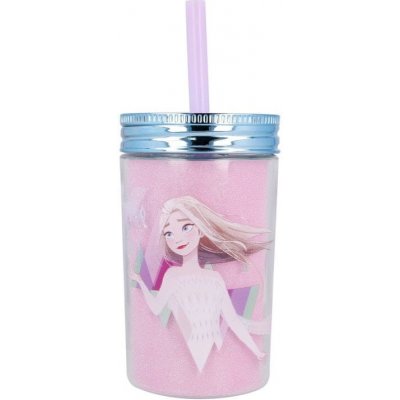 Stor plastový termo pohár se šroubovacím víčkem a brčkem Disney Frozen 60455 370ml