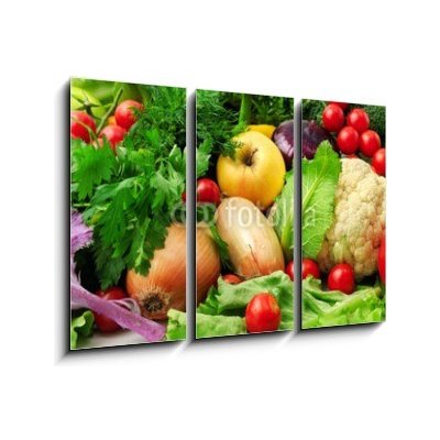Obraz 3D třídílný - 105 x 70 cm - fresh fruits and vegetables čerstvé ovoce a zeleninu – Zboží Mobilmania