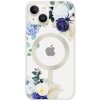 Pouzdro a kryt na mobilní telefon Apple Pouzdro AppleKing květované matné transparentní s MagSafe iPhone 13 - modré