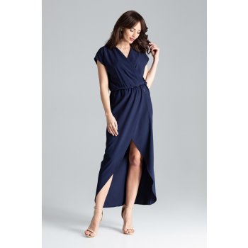 Dlouhé šaty s rozparkem L033 modrá