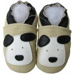 Carozoo Kožené capáčky s koženou podrážkou štěně béžová Béžová – Zboží Dáma