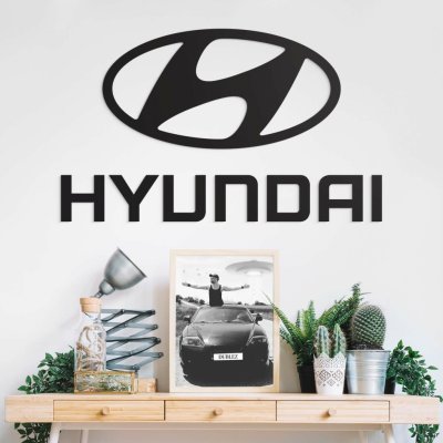Dřevěné logo auta na zeď - Hyundai – Zboží Mobilmania