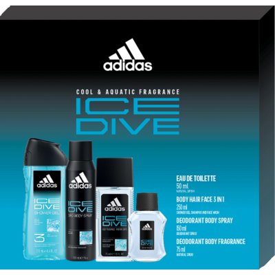 Adidas Ice Dive EDT 50 ml + deospray 150 ml + sprchový gel 250 ml dárková sada – Hledejceny.cz