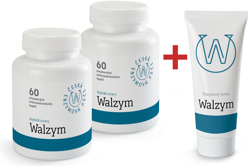 Walzym 2x Enzymové kapsle 60 kusů + Enzymový krém 100 ml dárková sada