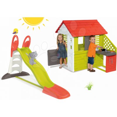 Smoby set domeček Pretty Nature a skluzavka Toboggan XL 810702-25 – Zboží Mobilmania