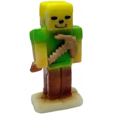 Alex z Minecraft - zelený stavitel s krumpáčem - marcipánová figurka Frischmann