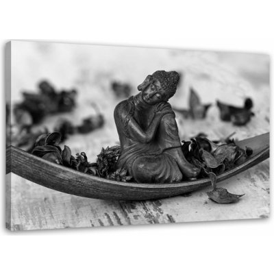 Obraz na plátně Buddha Zen Spa Black and White - 100x70 cm – Zbozi.Blesk.cz