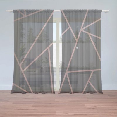 Sablio Záclony Růžové obrazce: 2ks 150x250cm – Hledejceny.cz