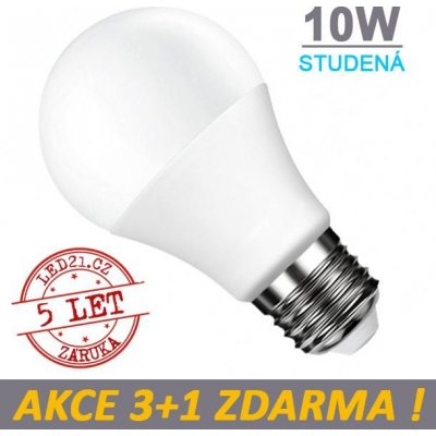 LED21 LED žárovka E27 10W 18xSMD2835 806lm CCD Studená bílá, 3+1 – Zboží Živě