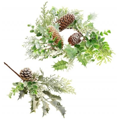 DOMMIO Vánoční věnec + zelená větvička s jinovatkou 28/33 cm – Hledejceny.cz