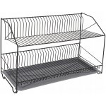 Odkapávač na nádobí s odkapávací miskou, 2patrový, 60 cm, černý – Hledejceny.cz