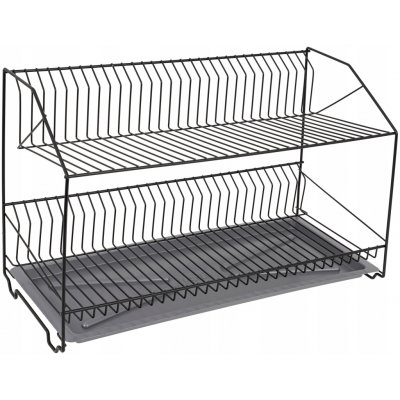 Odkapávač na nádobí s odkapávací miskou, 2patrový, 60 cm, černý – Hledejceny.cz