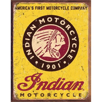 Plechová cedule Indian Motorcycles Since 1901 40 cm x 32 cm – Zbozi.Blesk.cz