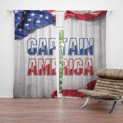 Sablio Závěs Kapitán Amerika Vlajka: 2ks 140x250cm – Hledejceny.cz